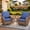 Brown Rattan,Blue Cushion, variant on 3 Piece Patio Swivel Rocker Chairs Set, 2 360-Degree Swivel Rocking Chairs with 1 Glass Top Table, PE Rattan Outdoor Bistro Set with Cushions for Balcony Deck Poolside Backyard Porch