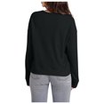 thumbnail image 3 of WEAIXIMIUNG T-Shirts Personnalisés pour Femmes Chandail en Molleton Court Col Rond Manches Longues Hauts d'Automne Tendance Décontracté Ourlet Irrégulier, 3 of 5
