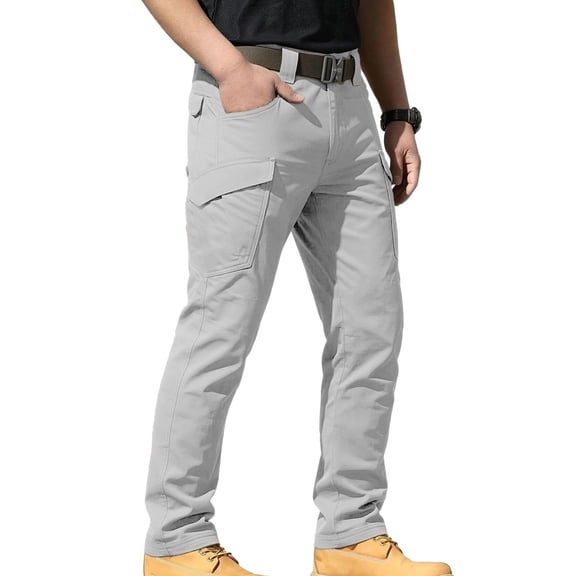 USNSM Men's Lightweight Work Pants, Water Resistant Hiking Cargo Pants with Multiple Pockets Full Length Pant for Outdoor Gray XXXL
