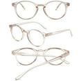 thumbnail image 3 of KOOSUFA Blue Light Blocking Reading Glasses +1.5 Round Women Men Light Weight Eyewear Reader Eyeglasses with Spring Hinge Transparent light brown, 3 of 7
