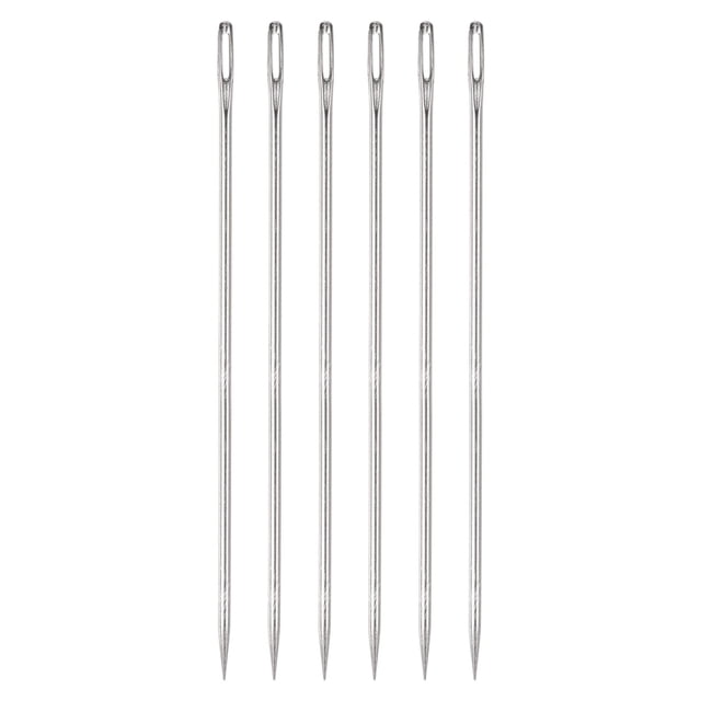 Uxcell Agujas de Tapicería de 6 Pulgadas de Acero Inoxidable con Ojo Grande, Paquete de 6