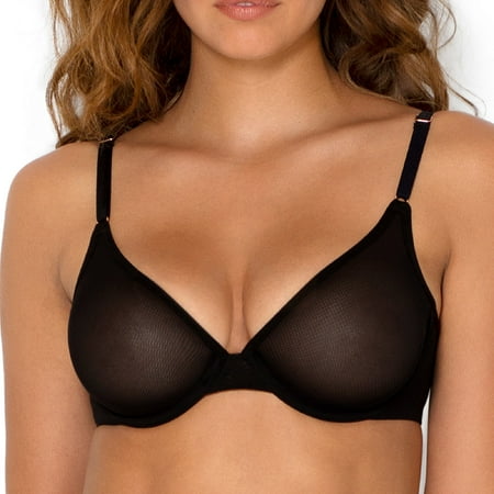 Women's Smart and Sexy SA1388 Sheer Mesh Demi Underwire Bra (Black 32C)