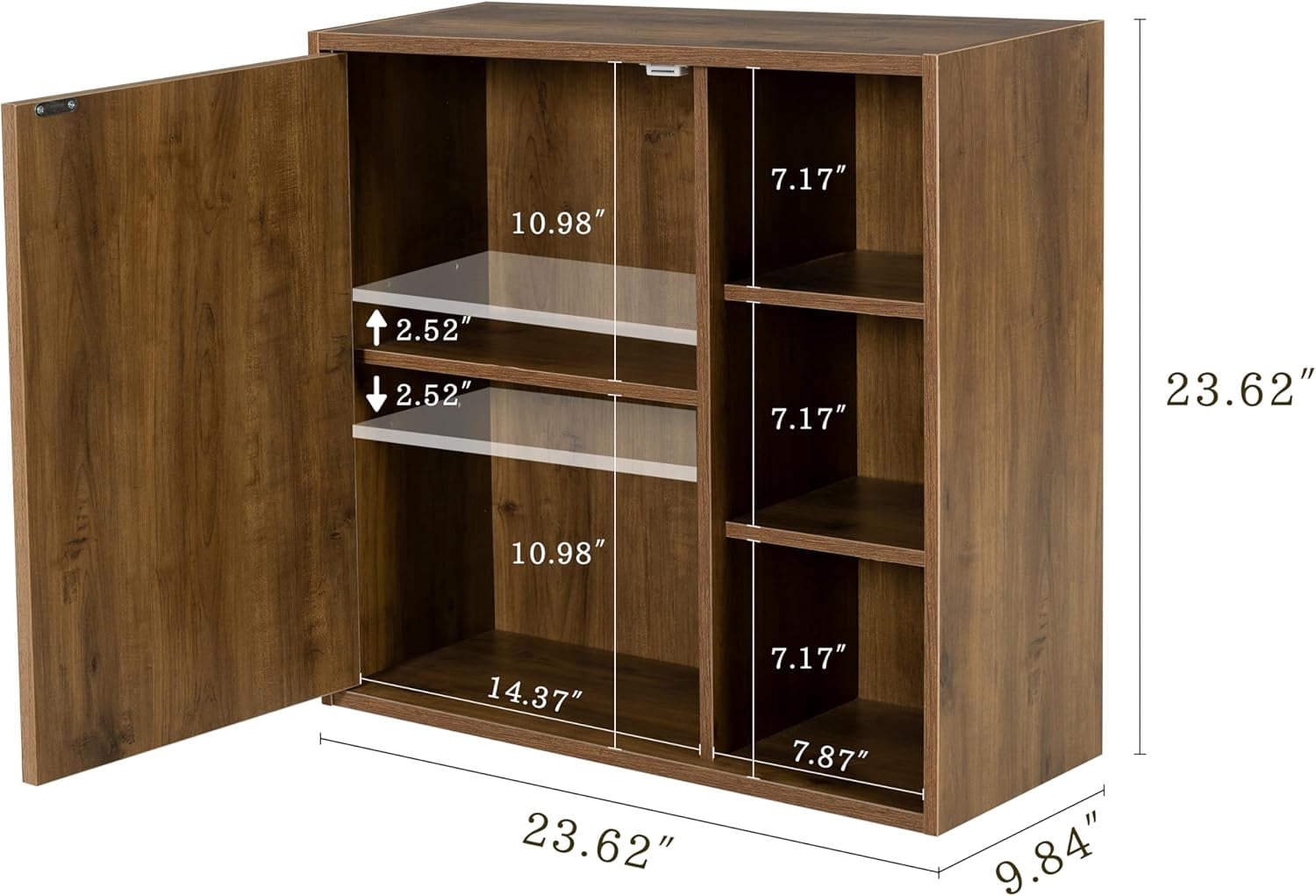 ANHDAH Bathroom Wall Storage Cabinet with Door and Adjustable Shelf, Over the Toilet Storage Cabinet for Kitchen, Laundry, Brown