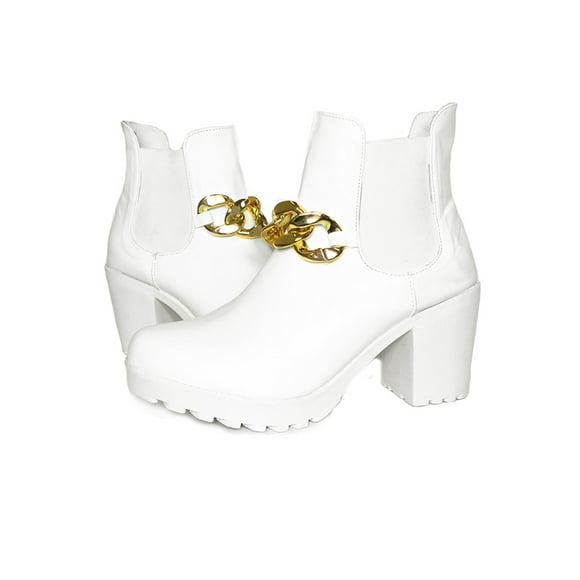 Botin de moda para mujer tacon cuadrado con cadena Mod. Ibiza, Nyxmart NYXMART Botín