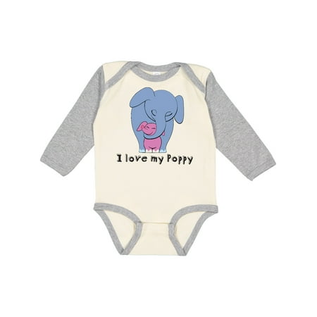 

Inktastic I Love My Poppy Elephant Blue Pink Gift Baby Girl Long Sleeve Bodysuit