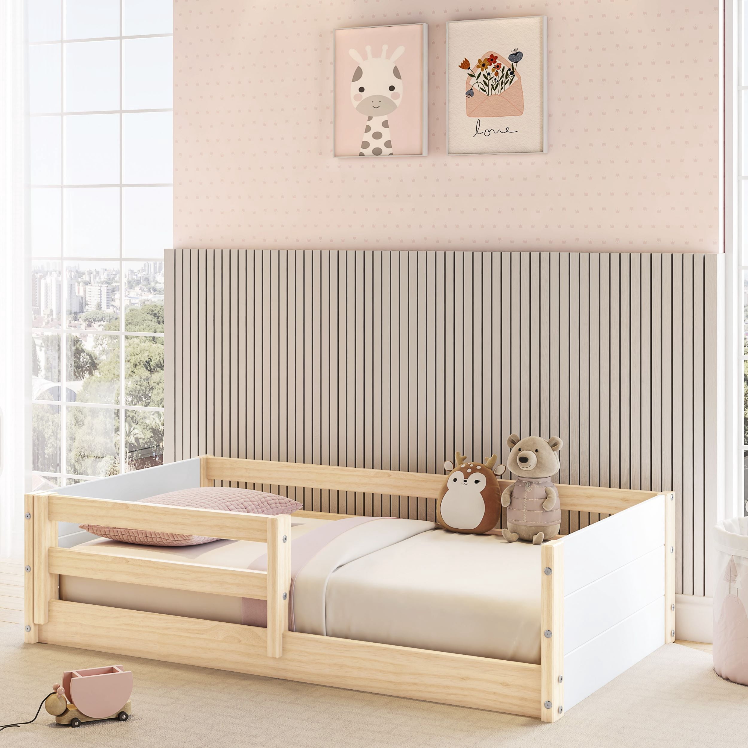 Polifurniture Brie Toddler Bed with Built-In Guardrails