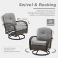 thumbnail image 2 of MELLCOM 3 Pieces Patio Furniture Set, Outdoor Swivel Rocker Patio Chairs, Wicker Patio Bistro Set with Rocking Chair, Thickened Cushions and Glass Coffee Table for Backyard, Garden, Grey, 2 of 9