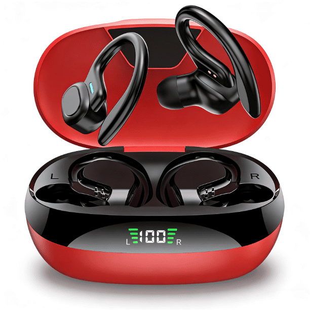 Auriculares inalámbricos Bluetooth 5.3 con estuche de carga con pantalla LED, conexión automática, larga duración