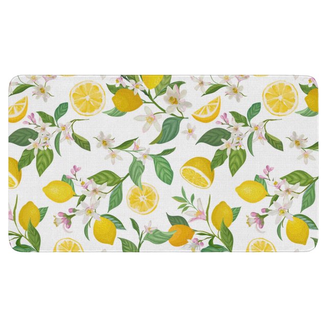 Lemon Fruit Linen Nonslip Floor Mat, Entryway Doormat Durable Low-Profile Mat Home Decor, Rug Washable Kitchen Bathroom Laundry Bedroom Living Room Doormats 30x17in