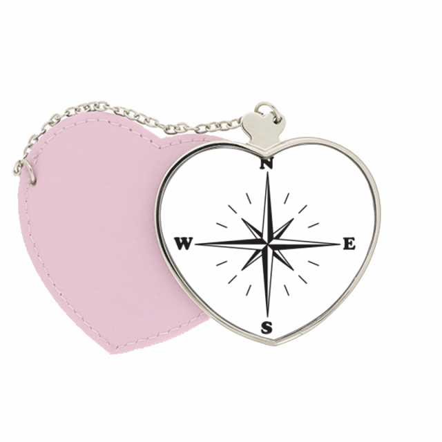 Indicador de dirección noroeste Unbranded Bolsa de viaje Mirror maquillaje corazón rosa 6 cm x 6 cm