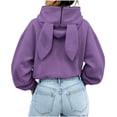 thumbnail image 5 of Tqcoqu Women's Cute Bunny Ear Zip Up Hoodie,Cropped Long Sleeve Loose Casual Sweatshirt Jacket with Kangaroo Pocket,2026 Trendy Outerwear Tops,Purple Women's S-XXL, 5 of 7