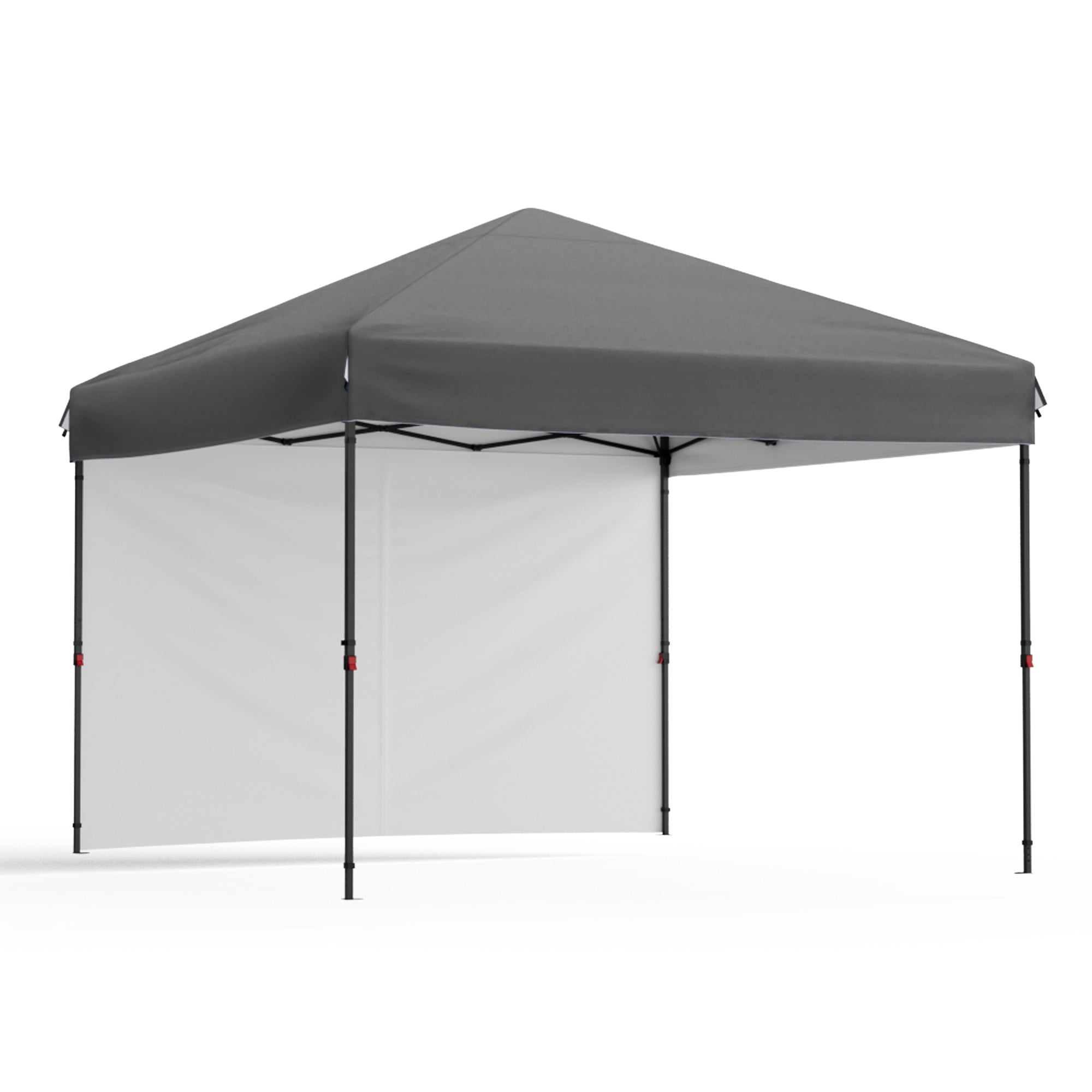 Heavy Duty Pop Up Canopy Tent 10x10 FT – Waterproof & UV Protection – 1 Sidewall – Quick Folding Outdoor Shelter – Easy One-Person Setup – Silver Coated Oxford – Patio, Tailgate, Camping – Grey