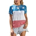 thumbnail image 2 of Pompotops Femmes Mode Indépendance Jour Imprimer Femmes Col Rond en Vrac T-shirt Tops, 2 of 9