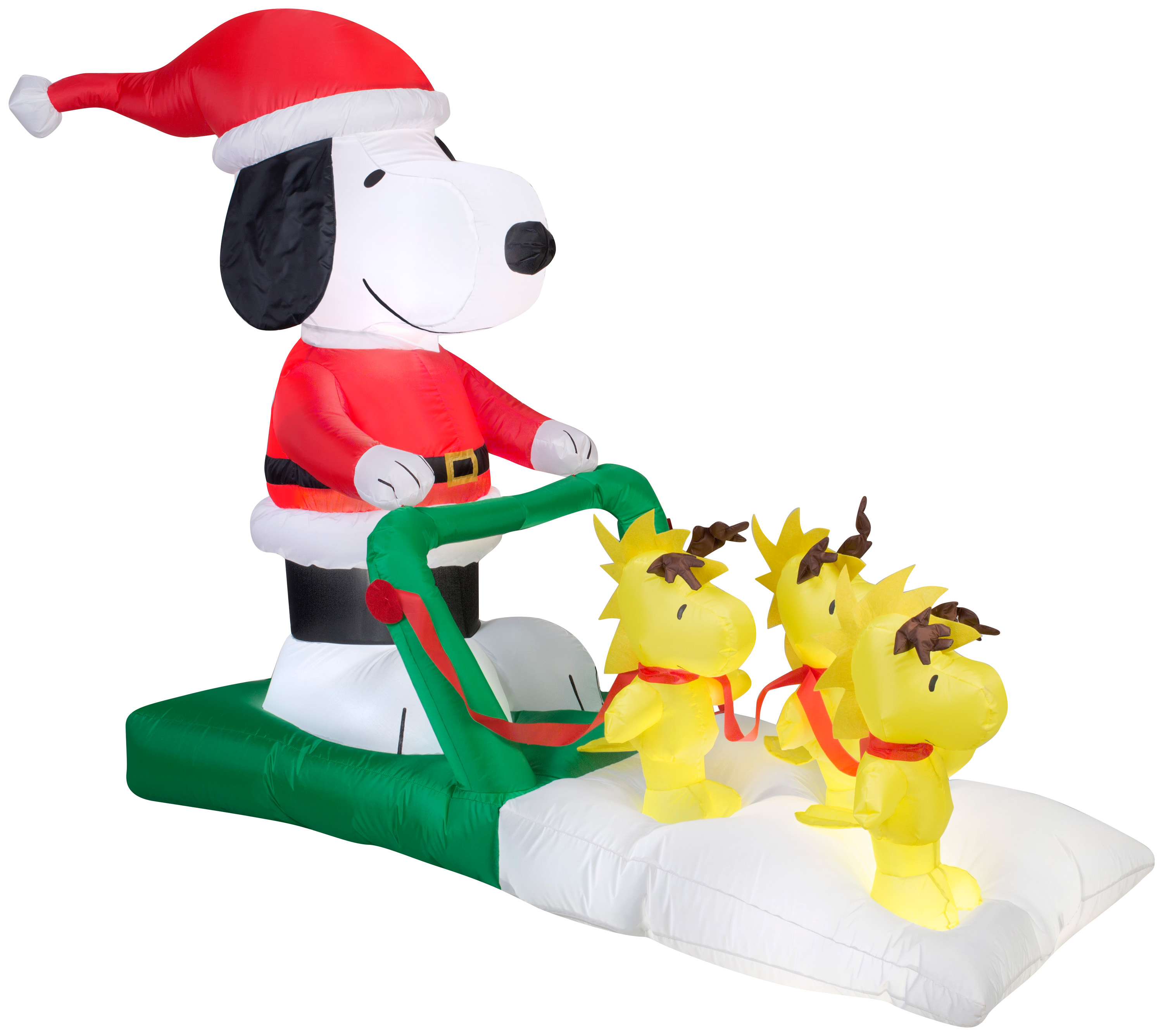 Gemmy Christmas Airblown Inflatable Snoopy Sled Scene Peanuts, 4.5 ft Tall, Multicolored 