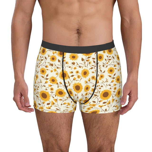 Fotbe Brown Leaf Sunflower Calzoncillos Tipo Boxer con Bolsa de Soporte Total para Hombre, X-Temp Fresco, Transpirable y de Secado Rápido-Medium