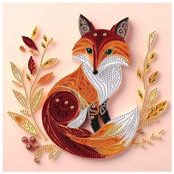5D DIY Diamond Painting Kit Wheat Ear Fox Special Shape Creative Diamond Craft Suitable for Home and Office Decor, Festive Gifts