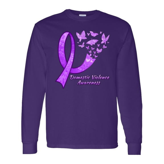 Inktastic Domestic Violence Awareness Butterflies Long Sleeve T-Shirt