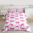 thumbnail image 2 of Castle Fairy Pink Ribbon Bow-Tie Twin Comforter Sets,Dreamy Bowknot Bedding Set, 2 of 8