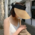 thumbnail image 3 of SikaFu Women Summer Sun Hat Ladies Wide Brim Visor Cap Adjustable Black Bow Sun Visor Hat Female Packable Beach Cap Straw Hat, 3 of 6