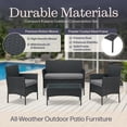 thumbnail image 6 of Lavish Home 4-Piece Rattan Outdoor Patio Furniture Set Combo Sofa, 2 Cushioned Chairs, and Table, Gray, 6 of 8