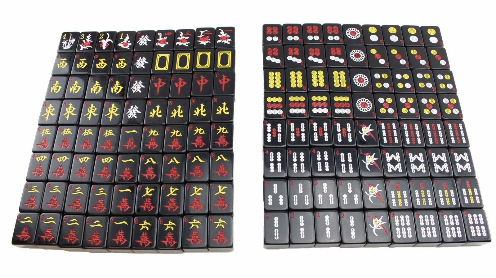 Smiling JuJu Black Numbered Mahjong Set, 144 Durable Tiles