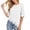 White, variant on Women's Summer Blouse High Low Lace Hemline T-Shirt Crewneck Short Sleeves Tees Casual Tunic Tops Fashion Clothes (White, Size L)