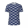 thumbnail image 4 of T Shirt For Men Seigaiha Print T-Shirt Vintage Blue Wave Hip Hop Sports T-Shirts Short Sleeve Quick-, 4 of 7