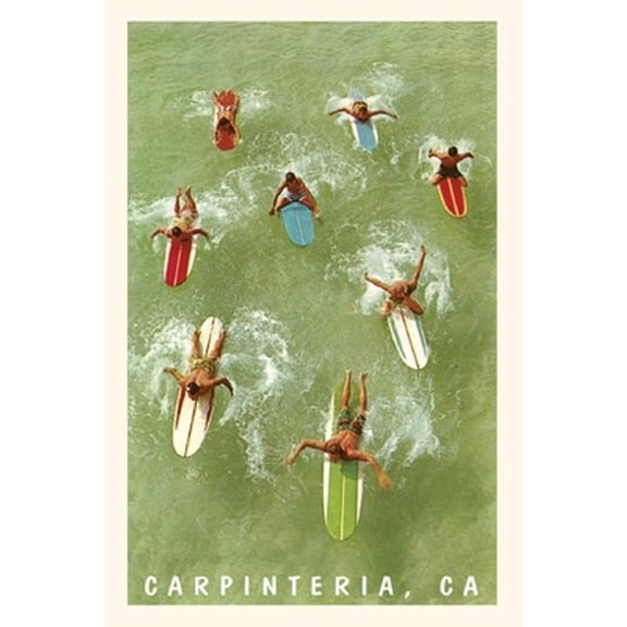 Pocket Sized - Found Image Press Journals: The Vintage Journal Colorful Surfers and Surf Boards in Green Water, Carpinteria (Paperback)