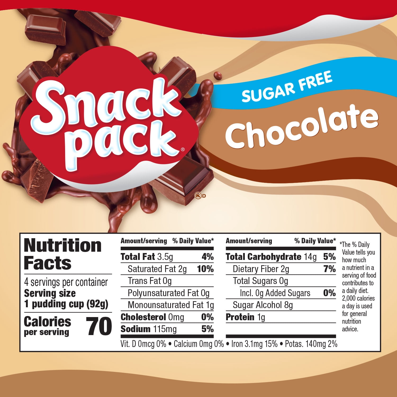 (8 pack) Snack Pack Zero Sugar Chocolate Pudding, 3.25 oz Pudding Cups, 4 Count