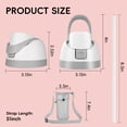 thumbnail image 5 of 2Pcs Replacement Cap for Owala Freesip+2Pcs Water Bottle Holder Carrier with Shoulder Strap,One Button Water Bottle Top Lid and Straws,LeakProof (grey and pink), 5 of 8