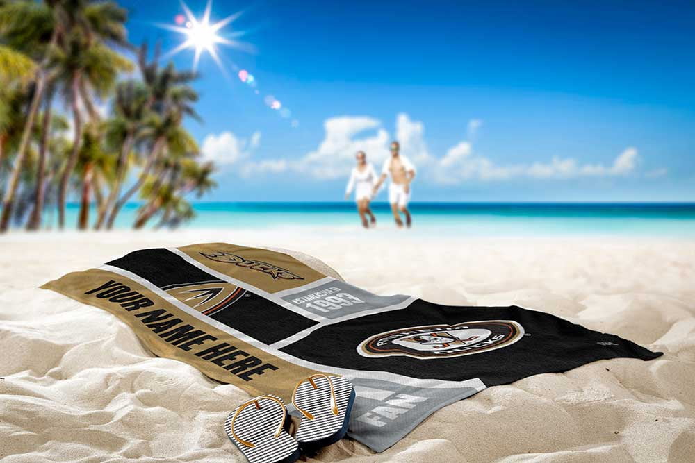 Anaheim Ducks NHL Colorblock Personalized Beach Towel, 30" x 60"