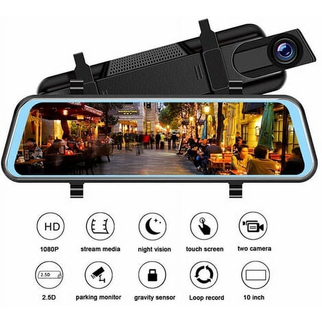 Espejo retrovisor y cámara de marcha atrás 10 dash cam con GPS visión nocturna Sensor G grabación en bucle asistente de estacionamiento modo de estacionamiento 1080P 170° delantero 720P 150° trasero