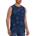 thumbnail image 2 of Bixox Men's Snowflake Dark Blue Printed Shirt Sleeveless Fitness Tank Top-Small, 2 of 7