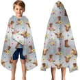 thumbnail image 3 of Gray Highland Cow Flower Boot Pattern Hooded Bath Towel，50"x30" for Ages 3 To 12 Kids, Quick Dry Lightweight Soft Microfiber Hood Beach Towel Cover Up for Kids, 3 of 7