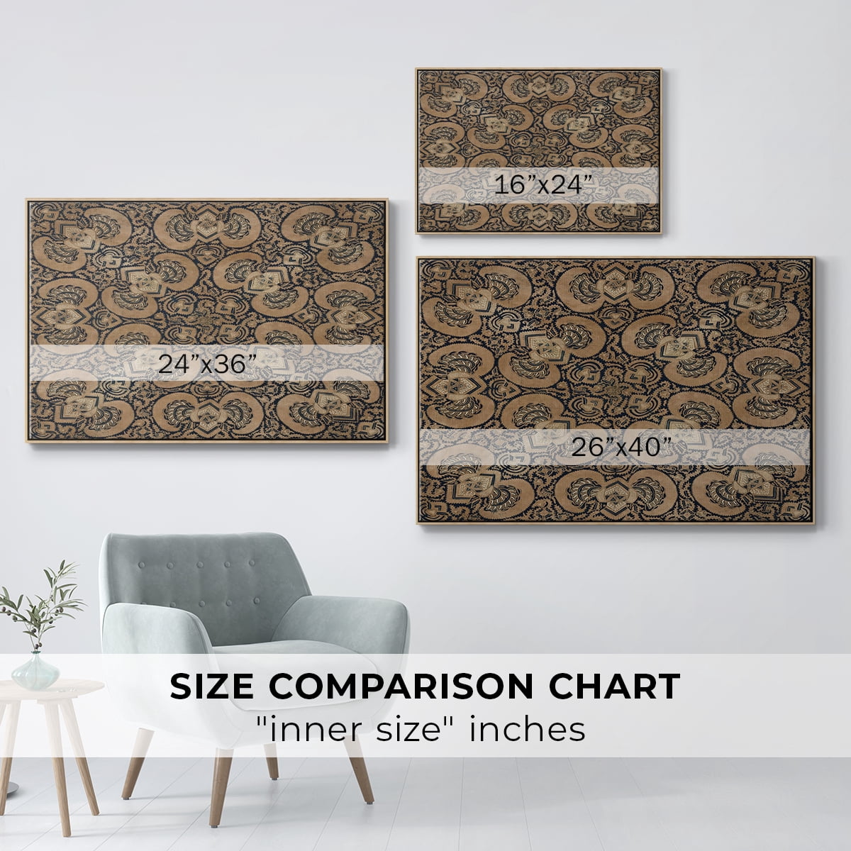 Vintage Abstract Print-III Framed in Natural Wood Wood Gallery Wrapped Canvas 25 in. x 37 in.