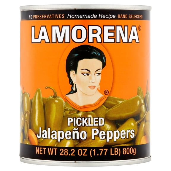 La Morena Whole Jalapenos, 27 oz, Pack of 6