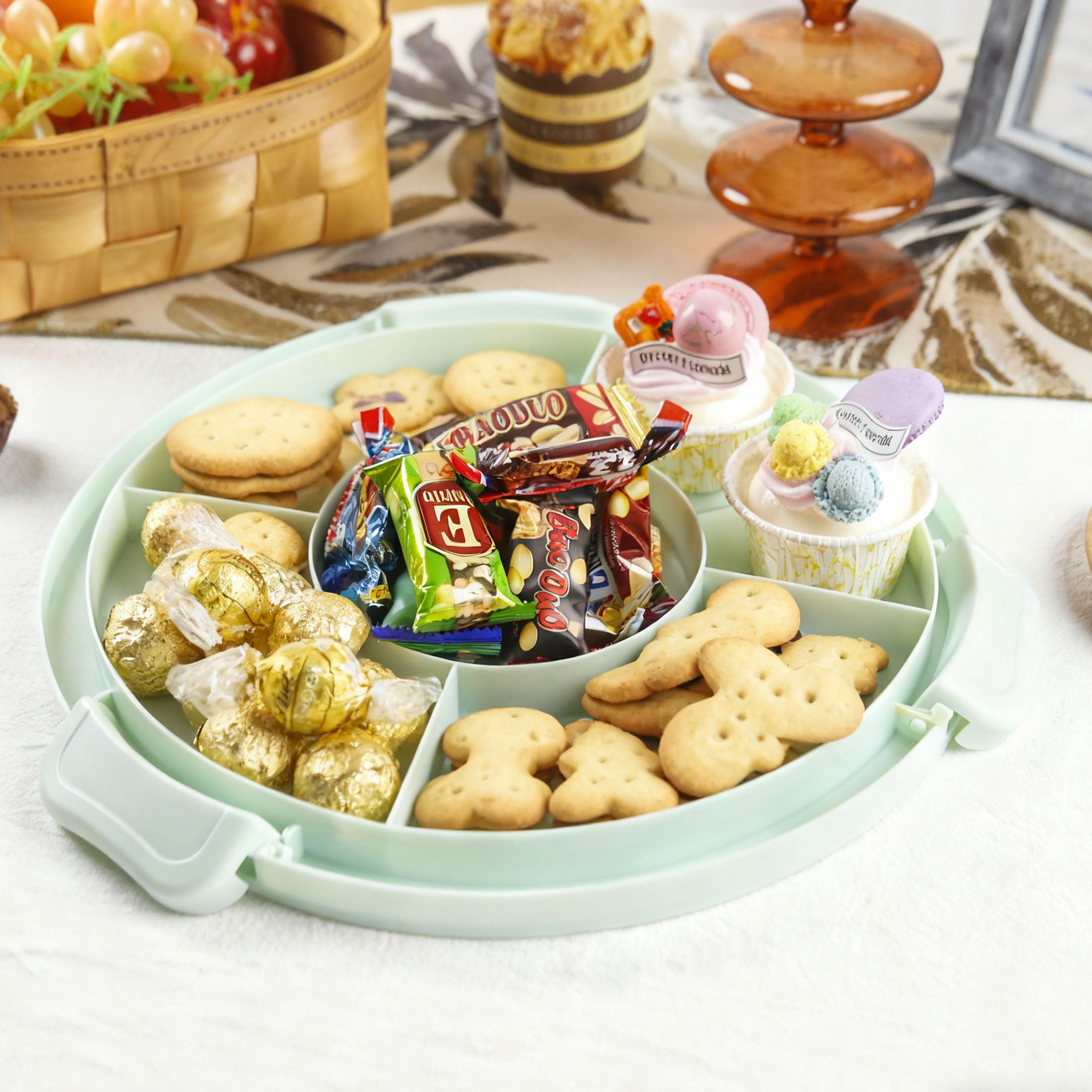 4-in-1 Multipurpose Cake Carrier Round Plastic Container with Lid