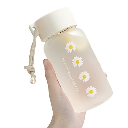 

ASCZOV 500ml Gift Water Bottle School Travel Portable With Rope Small Daisy