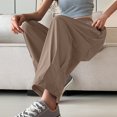 thumbnail image 5 of Lenpel Women's Casual Pants Elastic High Waisted Fold Pleated Palazzo Trousers Loose Lightweight Summer Lounge Pants, 5 of 6