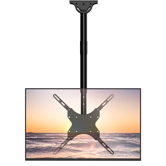 WALI Soporte ajustable para montaje en techo de TV, se adapta a la mayoría de pantallas planas LED, LCD, OLED y plasma de 26 a 65 pulgadas, hasta 110 libras, orificios de montaje de 400 x 400 mm (CM26