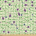 thumbnail image 2 of Ambesonne Floral Fabric by the Yard Upholstery, Tulip Garden and Leaves Art, 5 Yards, Purple Green and Cream, 2 of 5