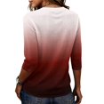 thumbnail image 6 of Domzest Womens Gradient Half Sleeve Tops Crew Neck Loose Fit Elbow Length Shirts Dressy Casual Summer Fall Lightweight Basic Blouse Wine XL, 6 of 6