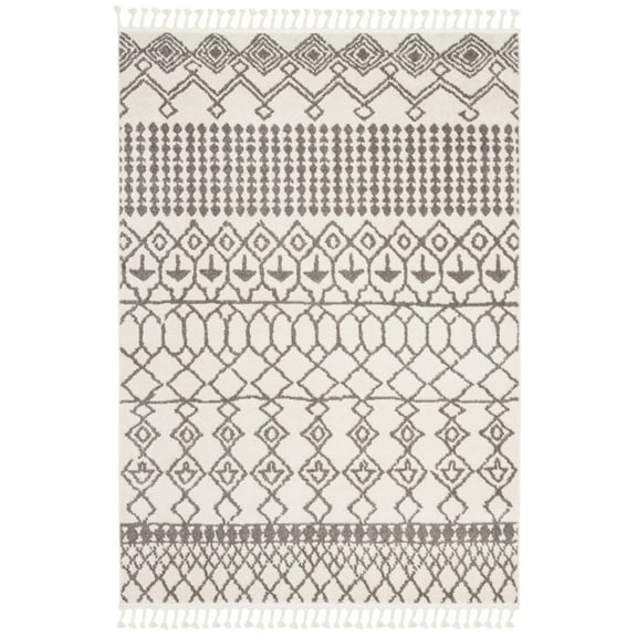 SAFAVIEH Kasbah Kiaran Geometric Aztec Area Rug, Ivory/Grey, 5' x 8'