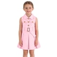 thumbnail image 2 of EnJoCho Girls Summer Denim Dress Sleeveless Button Down Collared Jean Dresses Y2K Pleated A Line Dress with Belt Toddler Maxi Dress Summer, 2 of 7