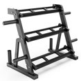 thumbnail image 1 of Synergee 3-Tier Dumbbell Storage Rack with 2 Barbell Holders and 4 Weight Plate Pegs – Holds 1" and 2" Weight Plates – All-in-One Home Gym Equipment Organizer, 1 of 6