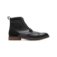 thumbnail image 2 of STACY ADAMS Mens Black Mixed Media Heel Pull-Tab Brogue Cushioned Eyelet Finnegan Wingtip Toe Stacked Heel Lace-Up Leather Dress Boots Shoes 8.5 M, 2 of 7