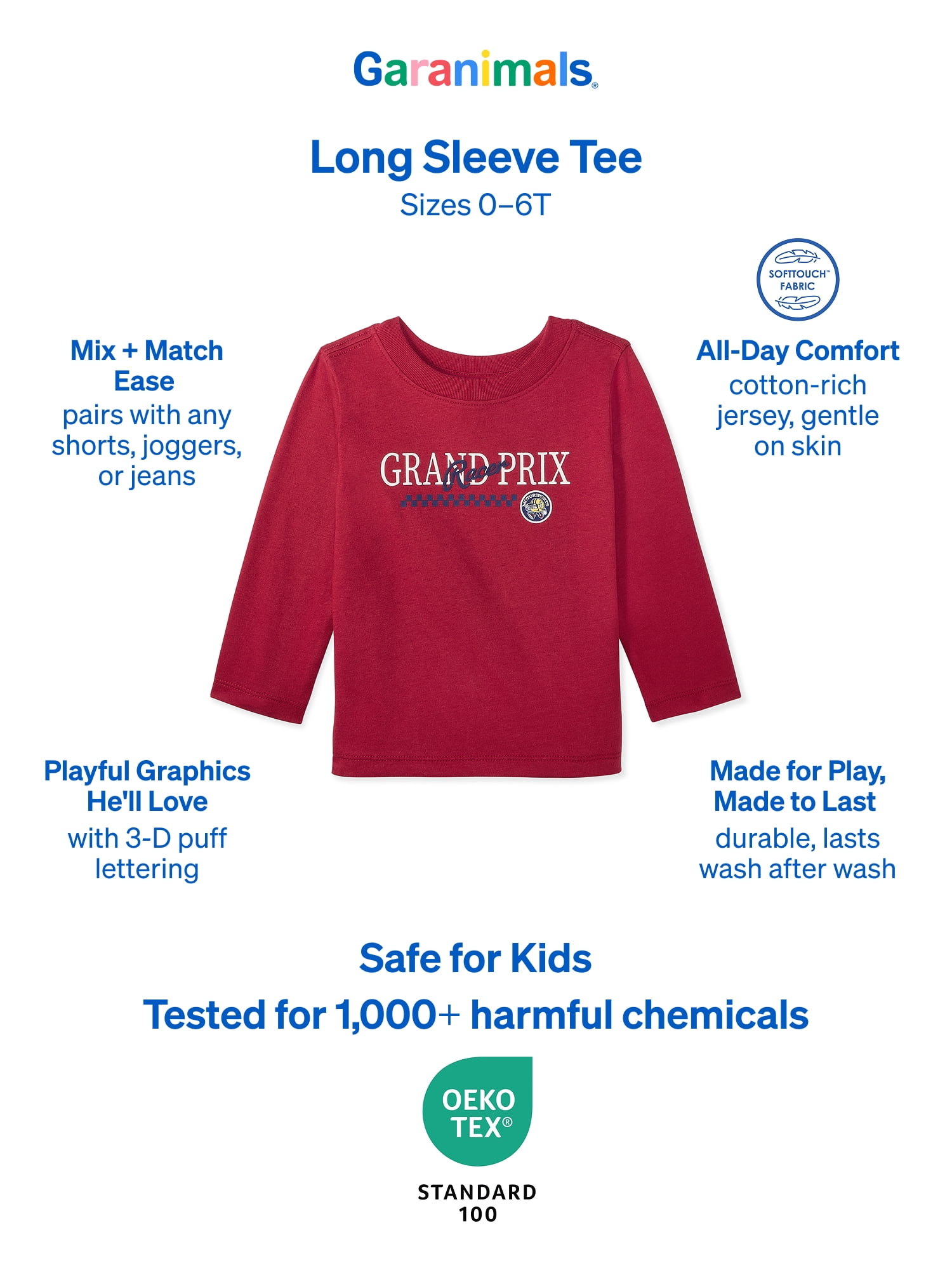 Garanimals Baby & Toddler Boys Long Sleeve Shirts, Single & 3-Pack, Sizes 0-6T