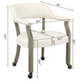 thumbnail image 6 of JESONVID Dining Chair with Casters Set of 4, Captain's Chair with Caster Dining Room Chairs with Rollers Curving Backrest Dinette Sets Poker Chair with Wheels Kitchen Table Rolling Chairs,Grey&White, 6 of 6