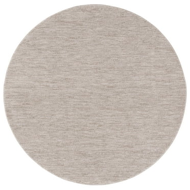 SAFAVIEH Lasa Magdalena Solid Polyester Area Rug, Beige, 6'7" x 6'7" Round