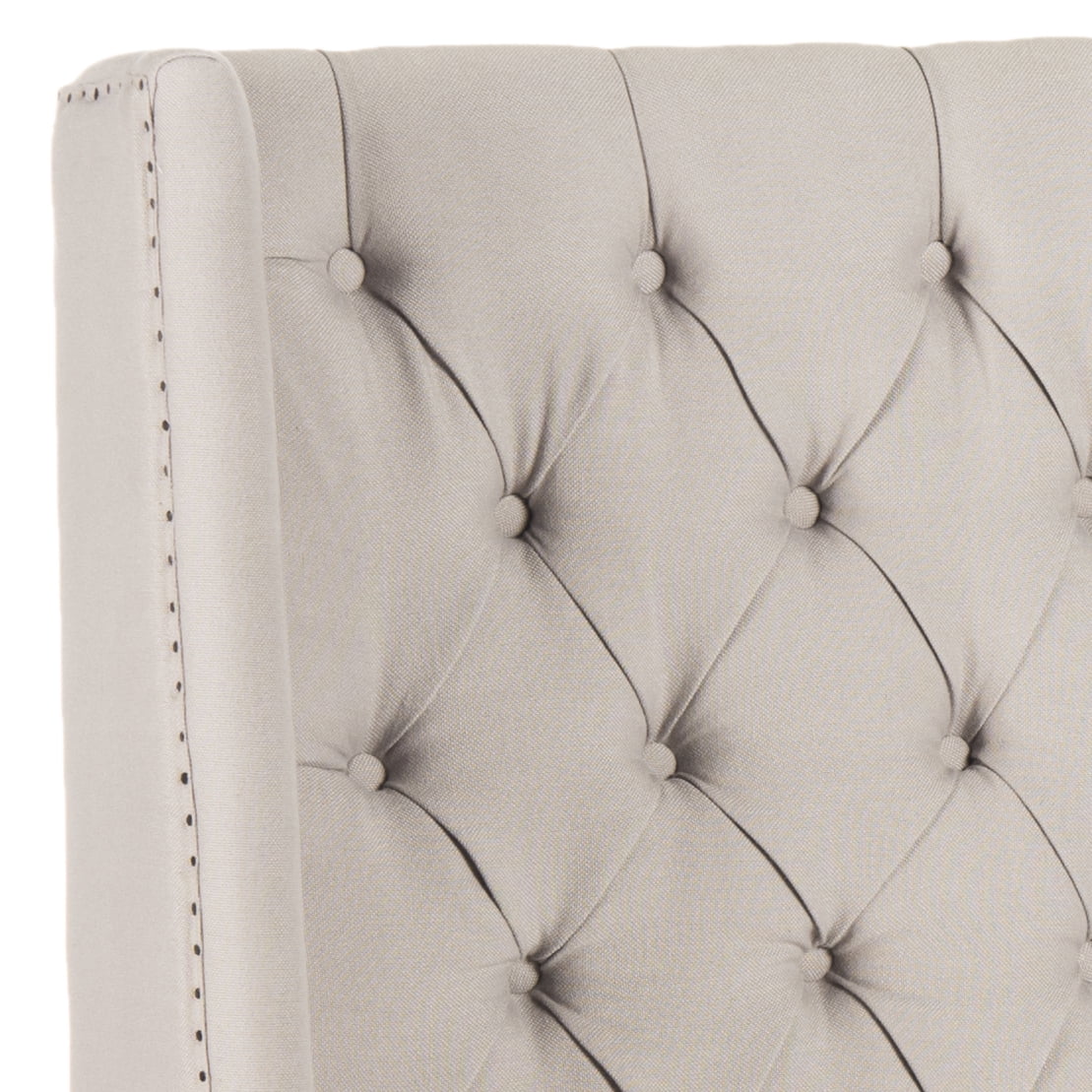 Safavieh London Retro Winged Tufted Headboard with Flat Nail Heads, Full, Taupe